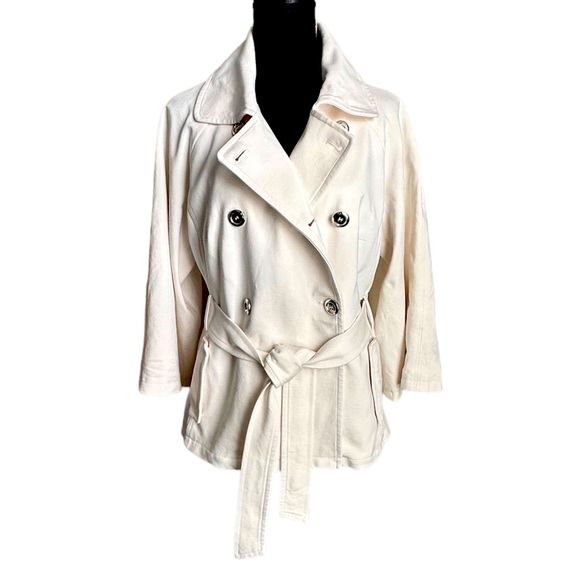 NWOT CHICO'S Retro Belted Ponte Jacket Sz 1 (Women's Sz 8-10) Ecru/Cream - Picture 2 of 10